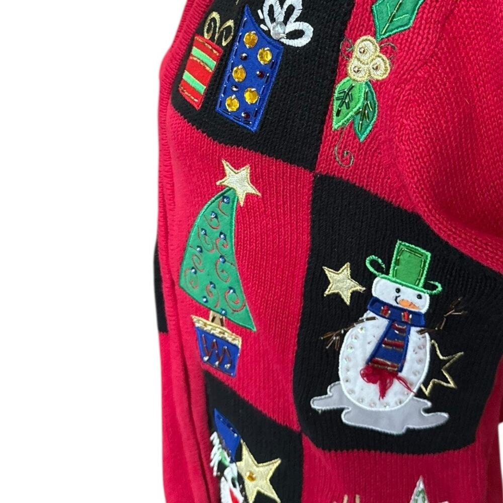 Carly St Claire VTG Christmas Embroidered Festive Sweater Zip Cardigan M - Picture 6 of 10